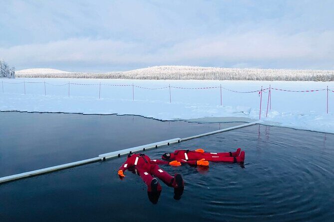 Arctic Day with Ice Fishing and Floating - Ice fishing on frozen water: the moment the day becomes real