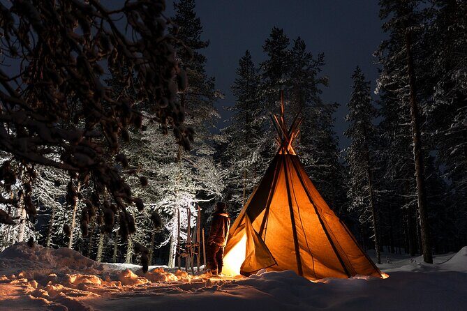 Evening Ski Trek to the Wilderness - Extra Small group - Kota Outdoors Stop: Fire, Grilled Snack, and Reindeer-Skin Comfort