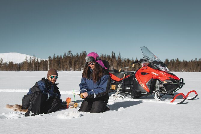 Lappish Lunch Break -Snowmobiling, ice fishing and tasty food - The morning setup: gear first, then the cold air
