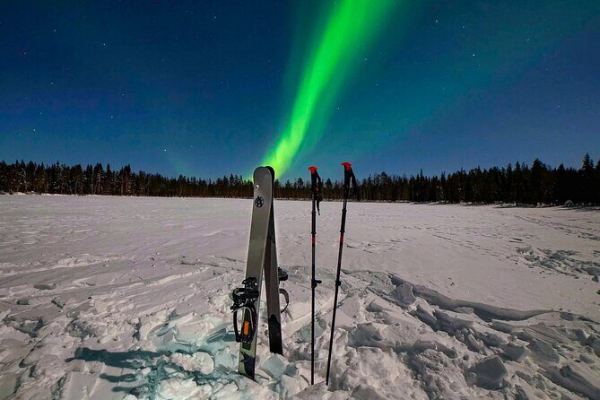 Ski Trekking under the Northern Lights - Backcountry Skiing Toward the Northern Lights
