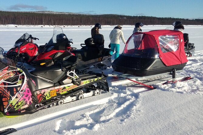 Snowmobile and Ice Fishing Excursion (private tour) - Entering the snowy ride: frozen river stretches and forest loops